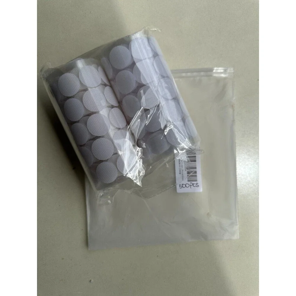 Hook & Loop Dots 500pcs(250 Pairs) White Sticky Back Coins, Nylon Self Adhesive